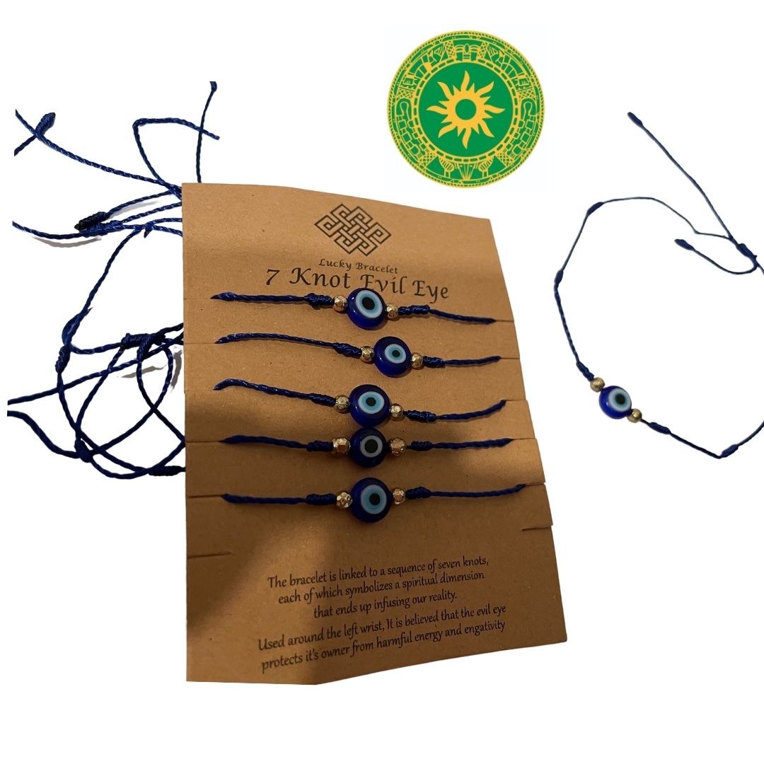 EYE BRACELET WITH BLUE THREAD 7 KNOT